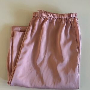 Zara Small Pink satin pants with Elastic Waistband